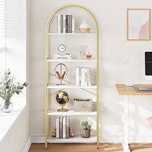 Tall Bookshelf Arched Bookcase Modern Display Racks, Standing Bookshelves Metal Storage Rack Shelf for Bedroom Living Room Home Office - 1 of 4