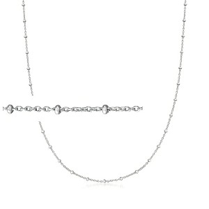 Ross-Simons Italian Sterling Silver Beaded Station Cable Chain Necklace - 1 of 3