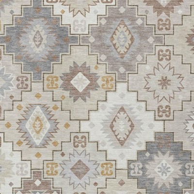 HomeRoots 9' X 12' Ivory Gold And Gray Southwestern Washable Indoor Outdoor Area Rug