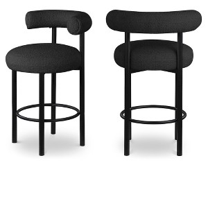 Meridian Furniture,Bordeaux Black Boucle Fabric Stool, Set of 2 - 1 of 4
