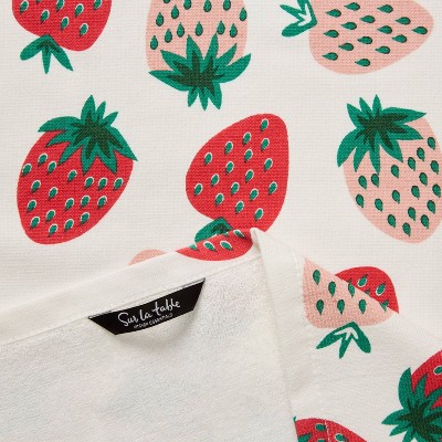 Strawberry Print Cotton Kitchen Towel Set of Four