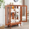 ChicFurnit Decorative Storage Cabinet 2 Doors Curio Cabinet with Adjustable Shelves for Home Office, Brown, 41.14"*16.34"*10.43" - 2 of 4