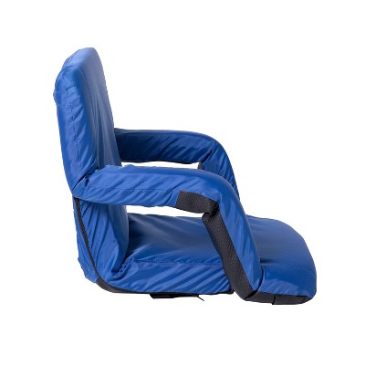 Set of 2 Blue Polyester Reclining Stadium Chairs with Armrests
