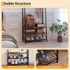 GustoWave Coat Rack with Shoe Storage & 5 Hooks, 3-in-1 Freestanding Coat Stand, Hall Tree with Storage, Metal Frame Clothes Rack, Brown - 4 of 4