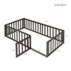 Twin Size Wood Floor Bed Frame with Fence and Door White - 2 of 4