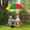 Qaba Kids Picnic Table, Wooden Outdoor Table & Bench Set with Removable Umbrella for Patio, Backyard, Mixed Color - 3 of 4