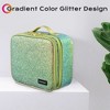 Byootique Portable Glitter Makeup Train Case Brush Holder Cosmetic Bag Travel Green - 2 of 4