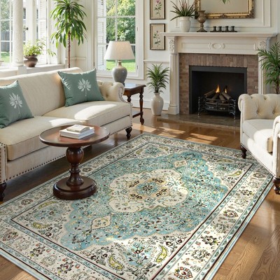 Lahome Boho Traditional 5'x7' Area Rugs Ultra-Thin Soft Washable Rugs for Living Room Non-Shed Print Indoor Carpet for Bedroom Playroom Nursery