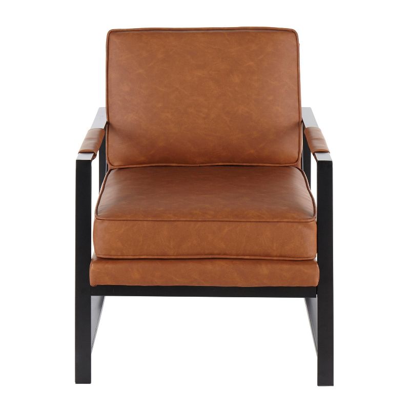 Franklin Armchair with Faux Leather Black/Camel Brown - LumiSource, 6 of 10