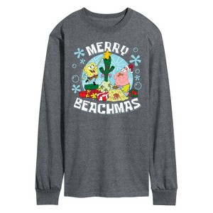 Men's - SpongeBob SquarePants - Merry Beachmas Long Sleeve Graphic T-Shirt - 1 of 4