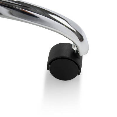 Sleek Black Faux Leather Armless Task Chair with Mesh Back