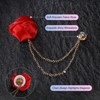 Unique Bargains Cloth Handmade Flower Lapel Pin with Gold Badge Tassel Chain Brooches 1.57 inch 1 Pc - 2 of 4