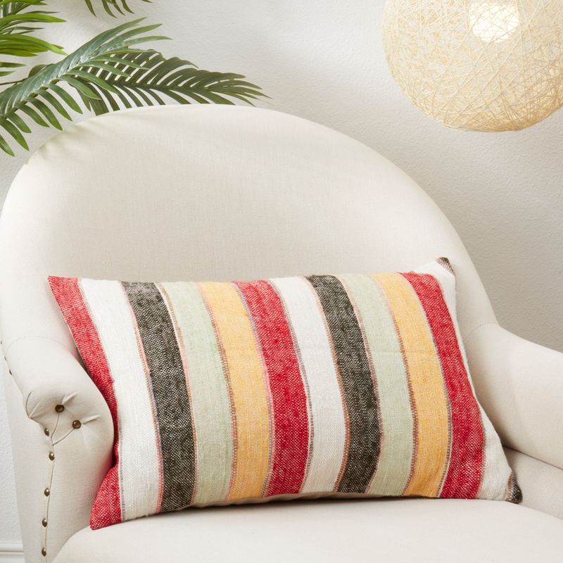Saro Lifestyle Colorful Delight Striped Poly Filled Throw Pillow, Multicolored, 16"x24", 3 of 4