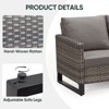 POCASSY 74.4" Outdoor Wicker Couch with Metal Armrest, 3-Seater Couch with Square Armrest Gray Wicker Patio Furniture Sofa for Porch Balcony - 4 of 4