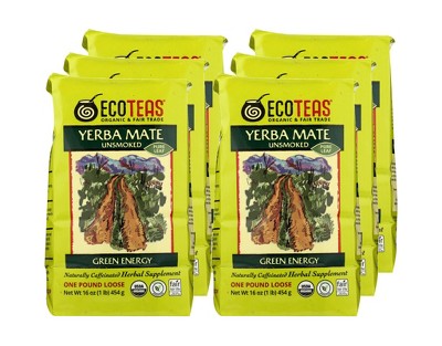Ecoteas Organic Yerba Mate Unsmoked Green Energy Loose Tea - Case of 6/1 lb