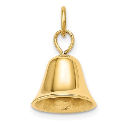 Black Bow Jewelry 14k Yellow Gold Wedding Bell Charm or Pendant, 12mm