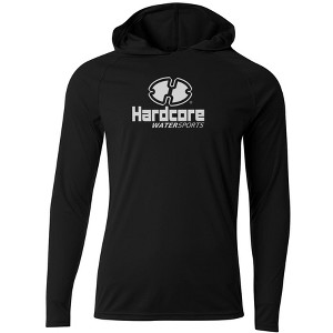 Hardcore Men's Long Sleeve Hooded Rash Guard Comfortable Performance Swim Shirt - 1 of 4