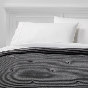 Twin/Twin XL Jersey Comforter Black Stripe - Room Essentials