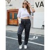 Plus Size Women's Casual Pants - Navy Camo High Waist Stretch Cargo Pants with Front Pockets - 2 of 4