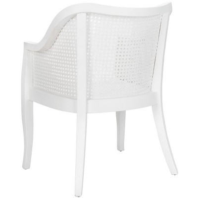Parsons White Wood & Cane Transitional Arm Chair