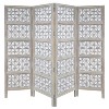 Royal Hampton 4 Panel Folding Room Divider Screen with Floral Carved Design in Mango Wood - 2 of 4