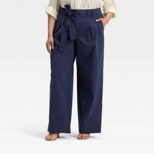 Women's High-Rise Wide Leg Poplin Trousers - A New Day™ - 1 of 3
