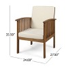 GDFStudio Oliver Outdoor Acacia Wood Club Chairs with Cushions (Set of 2) - 3 of 4