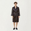 Anna-Kaci Men's Satin Robe with Polka Dot Print Contrast Shawl Collar and Waist Tie - 3 of 4