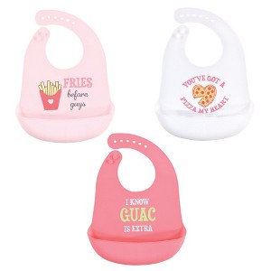 Hudson Baby Infant Girl Silicone Bibs 3pk, Fries Before Guys, One Size - 1 of 1