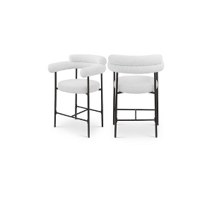 Meridian Furniture,Blake Cream Boucle Fabric Counter Stool, Set of 2 - 1 of 4
