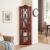 70" Tall Lighted Corner Curio Display Cabinet with Tempered Glass Doors & Adjustable Shelves,Showcase for Living Room Bedroom-Baofuwish - 3 of 4