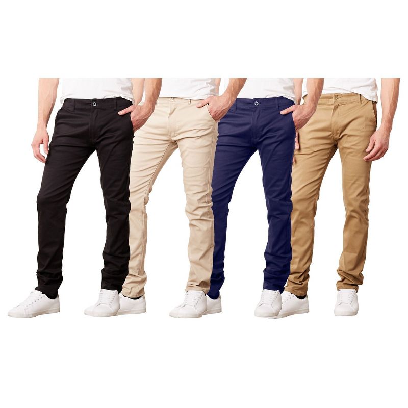 Galaxy By Harvic Men's Cotton Chino  Slim Fit Casual Stretch Pants, 3 of 4