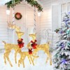 Angel Sar 3-Piece Golden Elk Family Lighted Decoration Set, Iron Frame Cotton Thread Christmas Yard Decor with LED Lights for Courtyard, Garden - 4 of 4