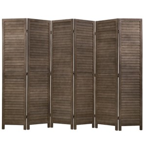 FDW 3/4/6 Panel 5.75ft Wooden Room Divider Tall Privacy Wall Divider Screen Divider with Adjustable Louvers Versatile and Stylish Privacy Screen - 1 of 4