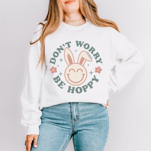 Simply Sage Market S.W.Smiley Be Hoppy Smiley Bunny Sweatshirt - 1 of 4