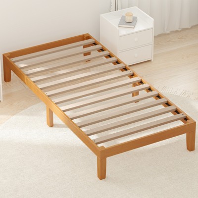 INFURNIC Beds Wood Bed Frame, Wooden Platform Bed Frame Mattress Foundation With Support Slats, Natural Pine Bedstead, Brown, 74.4"*38"*12"