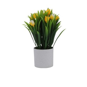 Unique Bargains Artificial Plants Tulip Decorative Pot Plastic 3.15"x3.15"x9.84" 1 Pc - 1 of 4