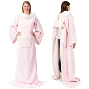 PAVILIA Wearable Blanket with Sleeves for Women Men Adults, Warm Soft Plush Snuggle Pocket Sleeved TV Throw - 1 of 4