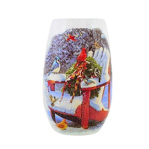Stony Creek 5.25 In Winters Cardinals Pre-Lit Small Vase Christmas Lighted Glass Accent , Christmas Decor Chair Feeder Branch (1PC) - 1 of 4