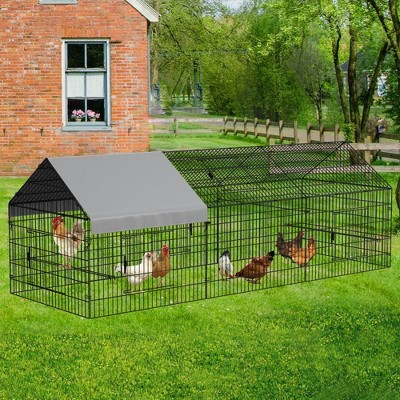 Large Metal Chicken Coop with Waterproof Cover, 130" x 40"
