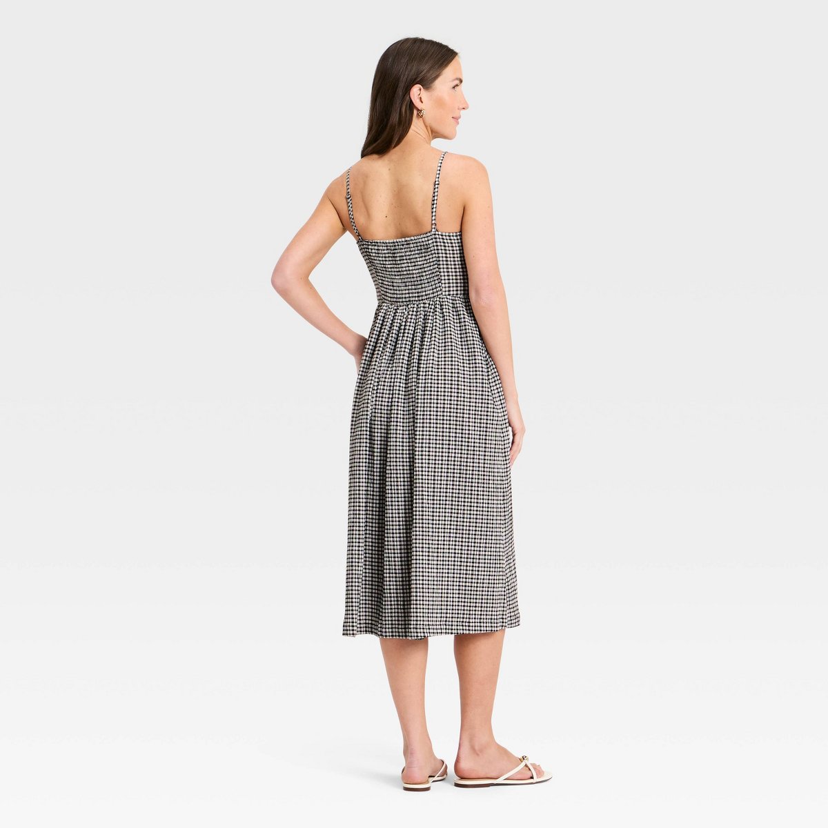 Женские платья A New Day Women's Sleeveless Textured Corset Midi Empire Waist Dress - A New Day™ Black Gingham XS — фото 2