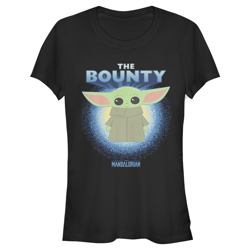 Juniors Womens Star Wars The Mandalorian The Child The Bounty Fuzzy Halo T-Shirt, 1 of 4