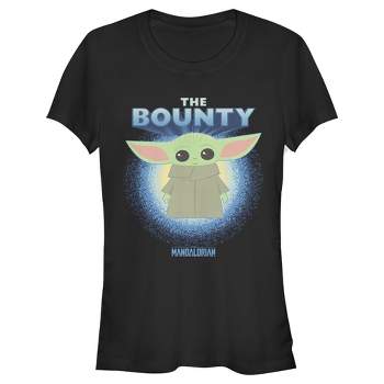Juniors Womens Star Wars The Mandalorian The Child The Bounty Fuzzy Halo T-Shirt