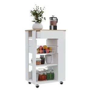 NicBex 1 Drawer Rolling Kitchen Island Cart with 2 Open Shelves and 1 Rack,Kitchen Island on Wheels with Storage,Island Table for Kitchen - 1 of 4