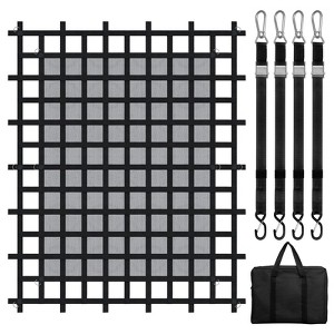 VEVOR Cargo Net, 96 in x 81 in, Heavy Duty Truck Cargo Net for Truck Bed, 4 Straps with Carabiners & S-Hooks, Wear-resistant & Weather-proof, Black - 1 of 4