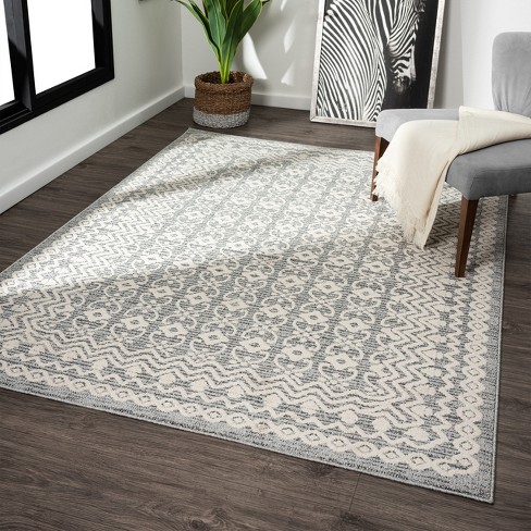 Grey Modern Trellis Rugs Soft Moroccan Area Rug Long Hallway Runner & Round  Mats