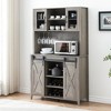 70'' Tall Wine and Coffee Bar Cabinet with Storage Hutch, Sliding Barn Doors, Bottle and Glass Rack for Kitchen Pantry or Home Dining Room Use - 4 of 4