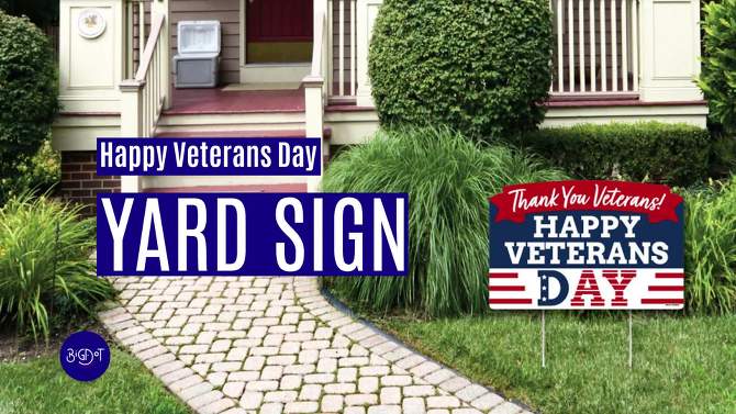 Big Dot of Happiness Happy Veterans Day - Patriotic Yard Sign Lawn Decorations - Thank You Veterans Party Yardy Sign, 2 of 9, play video