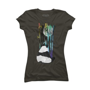 Junior's Design By Humans Panda, Bamboo & the Moon By ikaruz T-Shirt - 1 of 3