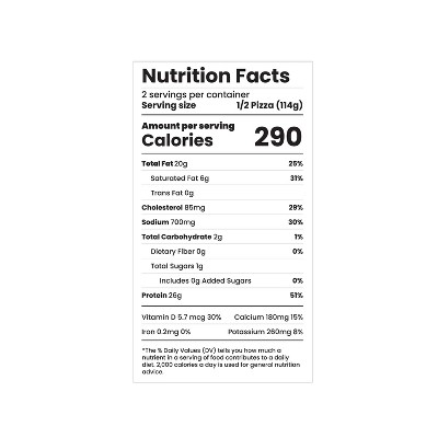 ZeroCarb LYFE High Protein Low Carb Gluten Free Thin Crust Frozen Buffalo Chicken Style Pizza - 8.0oz